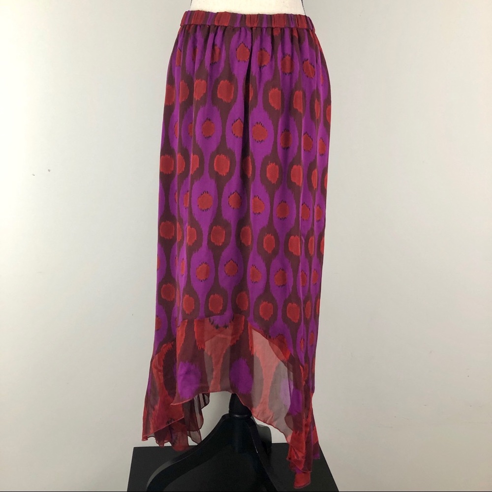 DVF Printed Louella Handkerchief-Hem Silk Skirt - Picture 7 of 8